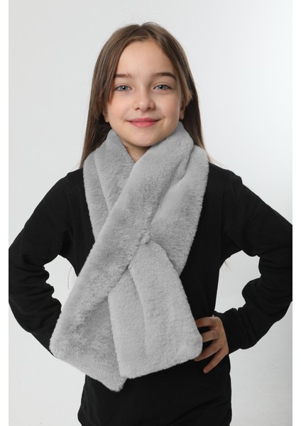 Çocuk Peluş Kaşkol Boyunluk Atkı Rkb-Ç-01 Gri