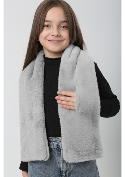 Çocuk Peluş Kaşkol Boyunluk Atkı Rkb-Ç-01 Gri