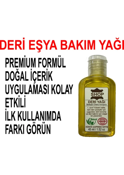 Deri Eşya Yağı 45 ml Cüzdan, Kemer, Ceket, Sandalet, Bot, Ayakkabı, Eldiven Çanta Bakım Cila Koruma