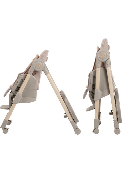 Minla Plus 6'sı Bir Arada Ahşap Görünümlü 4 Tekerlekli Mama Sandalyesi Elegance Terra fırsatları