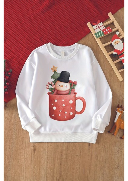 Christmas Vazodaki Kardan Adam Baskılı Çocuk Sweatshirt 23185