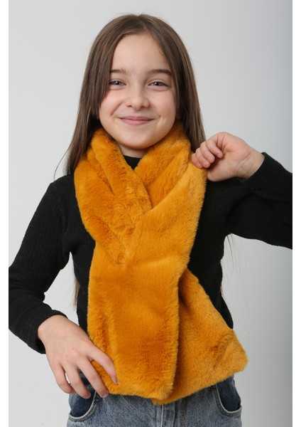Çocuk Peluş Kaşkol Boyunluk Atkı Rkb-Ç-01 Hardal