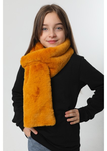 Çocuk Peluş Kaşkol Boyunluk Atkı Rkb-Ç-01 Hardal fiyatları