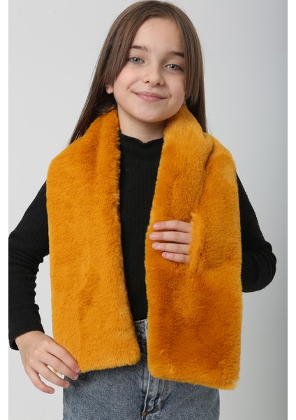 Çocuk Peluş Kaşkol Boyunluk Atkı Rkb-Ç-01 Hardal modelleri