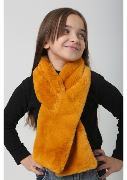 Çocuk Peluş Kaşkol Boyunluk Atkı Rkb-Ç-01 Hardal fırsatları