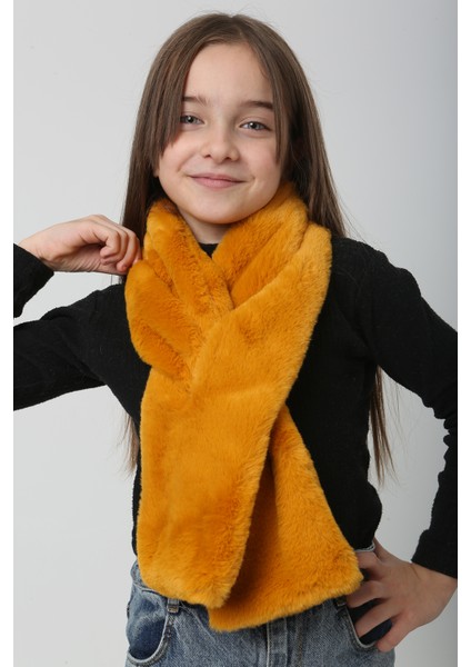 Çocuk Peluş Kaşkol Boyunluk Atkı Rkb-Ç-01 Hardal indirimleri
