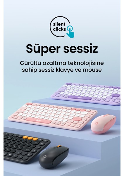 MK350 Creator Pro Sessiz 3 Kanallı Bluetooth + 2.4g Wireless Türkçe Q Klavye Mouse Seti