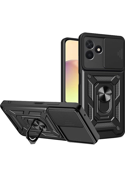 Realme C53 ile Uyumlu Kılıf Pars Lens Sürgülü Yüzüklü Standlı Korumalı Kılıf