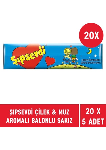 Şıpsevdi Çilek & Muz Aromalı Balonlu Nostaljik Sakız 25 gr - 20 Adet fırsatları