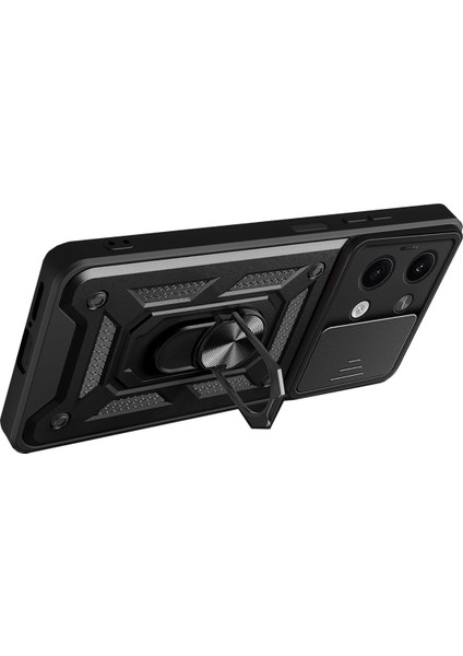Xiaomi Redmi Note 13 Pro 5g ile Uyumlu Kılıf Pars Lens Sürgülü Yüzüklü Standlı Korumalı Kılıf