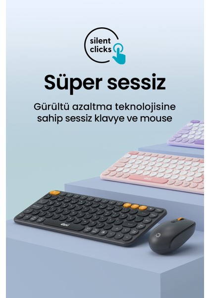 MK350 Creator Pro Sessiz 3 Kanallı Bluetooth + 2.4g Wireless Türkçe Q Klavye Mouse Seti