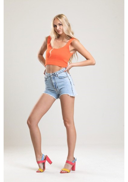 2050 Kadın Püsküllü Paça Jeans Denim Kot Şort fiyatları