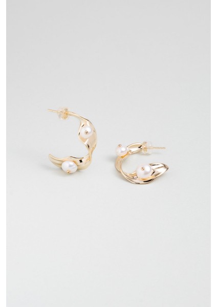 Inci Mirası 18 Ayar Sarı Altın Kaplama Gümüş Halka Küpe