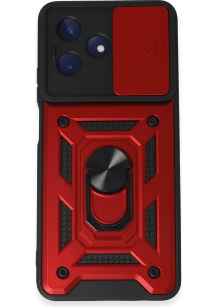 Realme C53 ile Uyumlu Kılıf Pars Lens Sürgülü Yüzüklü Standlı Korumalı Kılıf