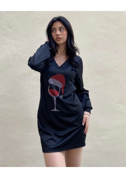 Kadın Uzun Kollu V Yaka Baskılı Dalgıç Kumaş Elbise fiyatları