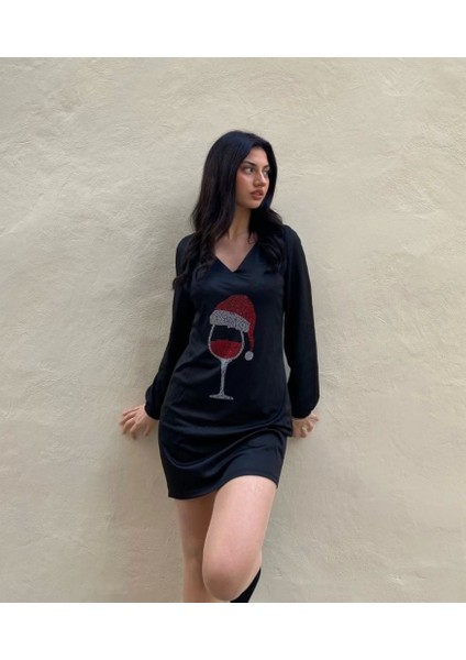 Kadın Uzun Kollu V Yaka Baskılı Dalgıç Kumaş Elbise modelleri