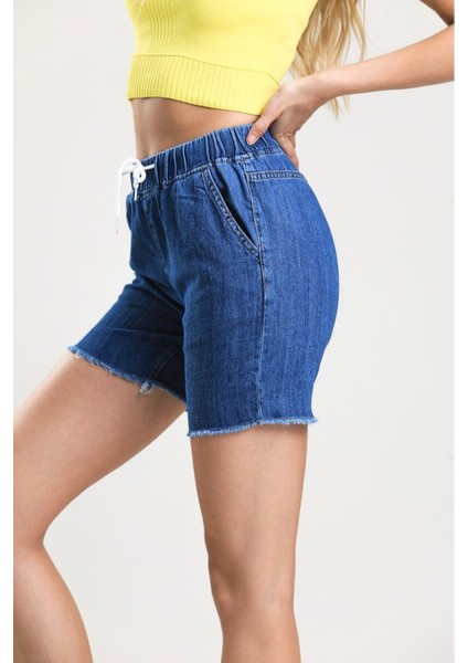 2080 Kadın Püsküllü Paça Jeans Denim Kot Şort modelleri