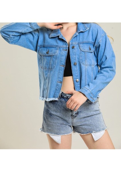 7014 Kadın Kadın Düğmeli Jeans Denim Kot Ceket fiyatları