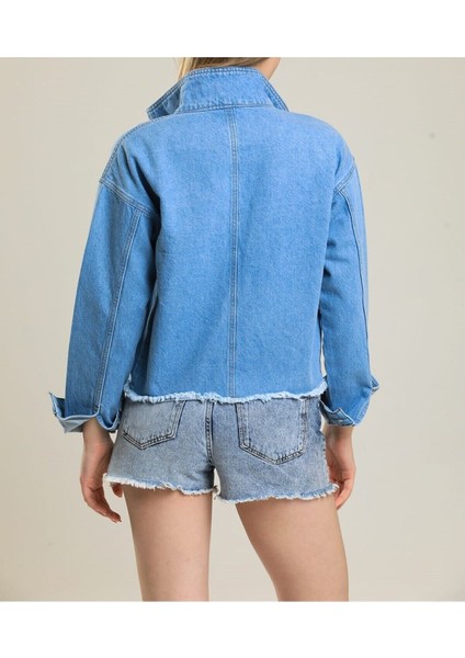 7014 Kadın Kadın Düğmeli Jeans Denim Kot Ceket fırsatları