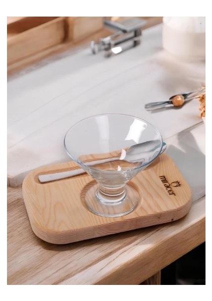 Ahsap Standlı Dondurma Sunum Takımı(Tatlı Kaşığı ve Dondurma Kasesi) Lav Crema Kase, Sunum Tepsisi fiyatları
