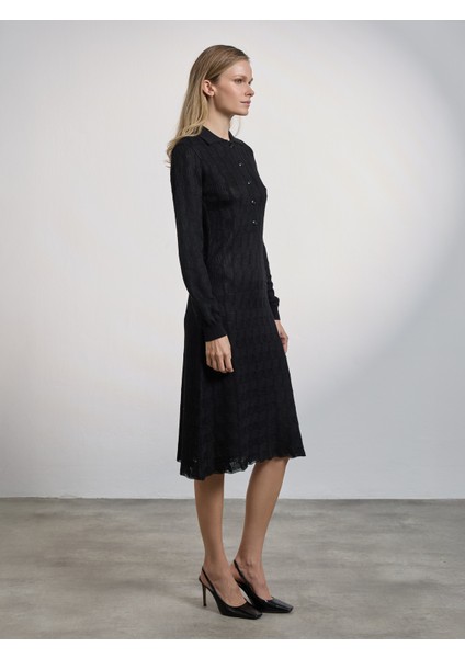 Kadın Triko Elbise-Örme-Siyah
