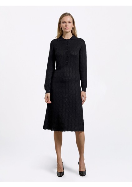 Kadın Triko Elbise-Örme-Siyah fiyatları