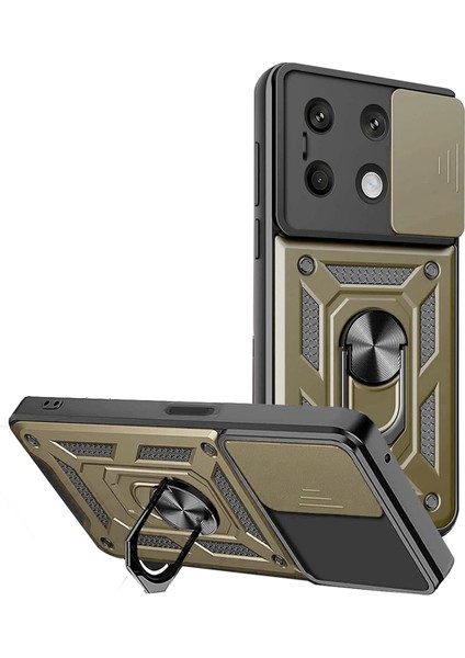 Xiaomi Redmi Note 13 4g ile Uyumlu Kılıf Pars Lens Sürgülü Yüzüklü Standlı Korumalı Kılıf