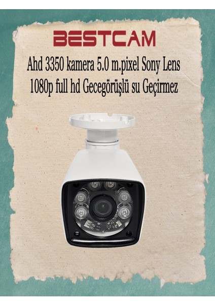 Ahd 3350 Kamera 5 Mega Piksel Sony Lensli 1080P Full Hd Gece Görüşlü Su Geçirmez Kamera