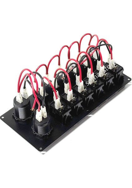 Switch Panel Otomatik Sigortalı Şarj + Voltmetreli Usb Type-C Soketli 12-24v 105X180mm Mavi fiyatları
