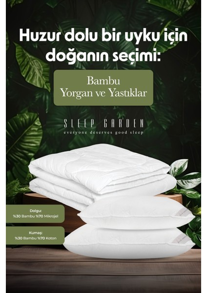 Doğal 1 Adet Çift Kişilik Bambu Yorgan-2 Adet Bambu Yastık Set Ürün Tela Çantalı