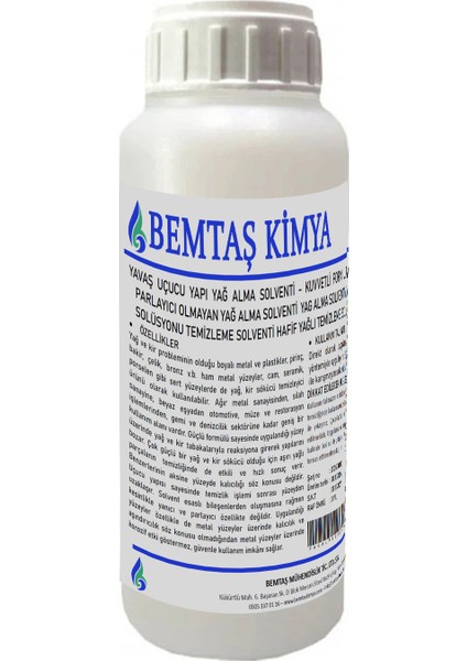 Yavaş Uçucu Yapı Yağ Alma Solventi