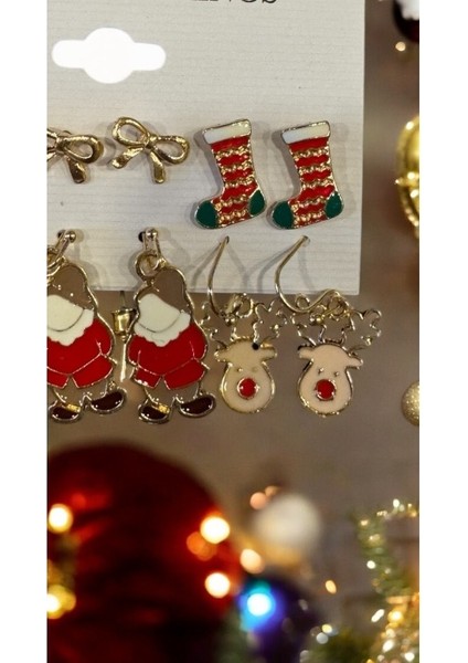 2025 Yeni Yıl - Yılbaşı - Noel 6 Çift Set Küpe