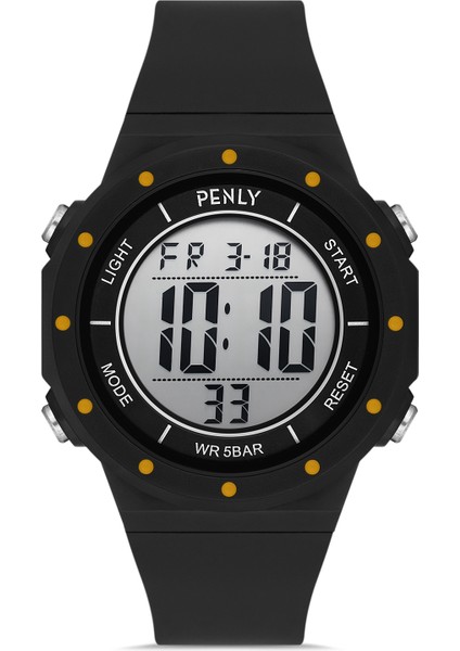 Dijital Kol Saati 356 Model Siyah Sarı +4 Renk Kronometre-Alarmlı 5ATM Su Geçirmez