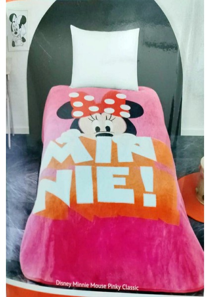 Lisanslı Tek Kişilik Battaniye Minnie Mouse Pinky Classic