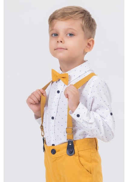 Yaprak Desenli Salopetli Gömlekli Erkek Çocuk Takım