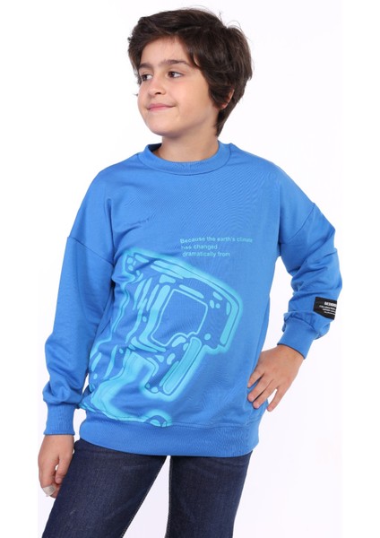 Erkek Çocuk E Harf Baskılı Sweatshirt