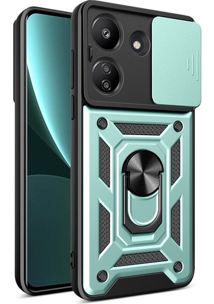 Xiaomi Poco C65 ile Uyumlu Kılıf Pars Lens Sürgülü Yüzüklü Standlı Korumalı Kılıf