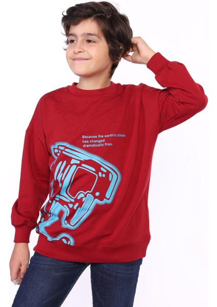 Erkek Çocuk E Harf Baskılı Sweatshirt