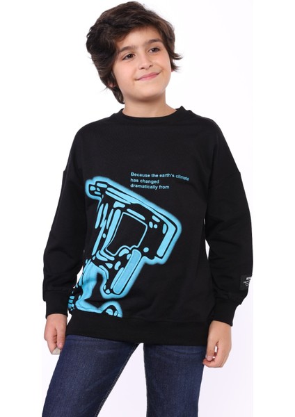 Erkek Çocuk E Harf Baskılı Sweatshirt