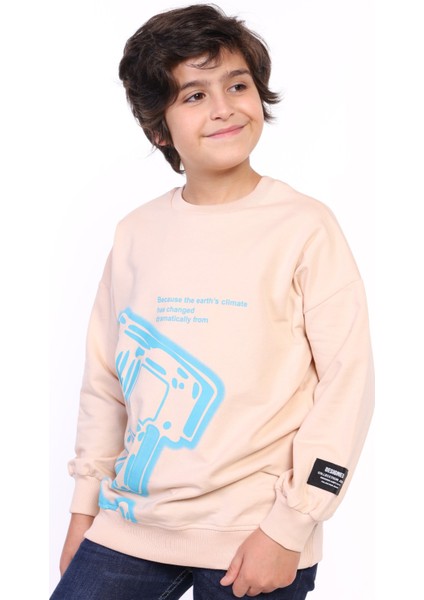 Erkek Çocuk E Harf Baskılı Sweatshirt