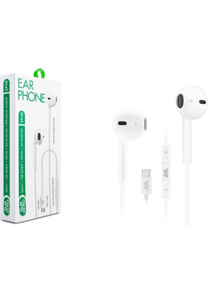 EP38 Type-C To Stereo Earphone Kablolu Kulaklık Beyaz