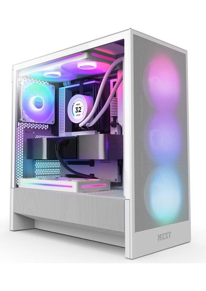 NZXT H5 Flow (2024) Beyaz RGB Temperli Cam USB 3.2 ATX Mid Tower Kasa