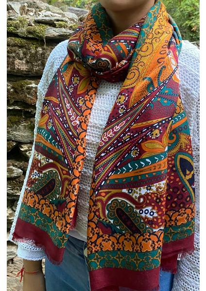 70*180 cm Pamuk Şal - Tulip Bordo