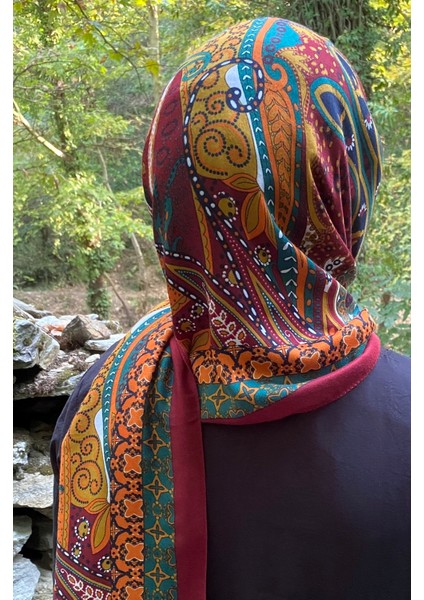 70*180 cm Pamuk Şal - Tulip Bordo