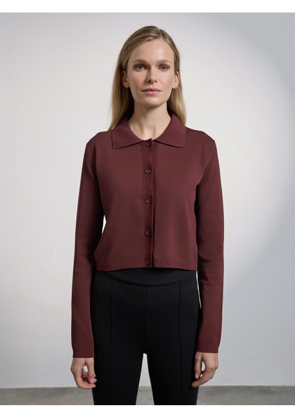 Kadın Slım Fıt Triko Hırka-Bordo fiyatları