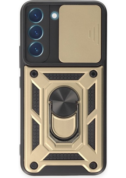 Samsung Galaxy S22 ile Uyumlu Kılıf Pars Lens Sürgülü Yüzüklü Standlı Korumalı Kılıf