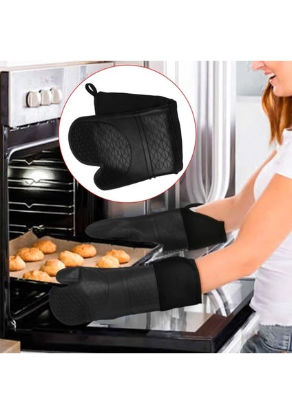 Ekstra Uzun Silikon Fırın Elni Ağır Ticari Sınıf Fırın Elni Kapitone Pamuk Astarlı Isıya Dayanıklı Barbekü Elni 2 Paket (Yurt Dışından) modelleri