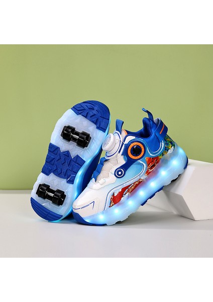 Çocuk Dört Tekerlekli Işıklı Spor Ayakkabı LED Işıklı Paten USB Şarj (Yurt Dışından)