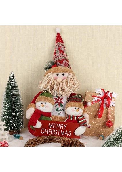 Noel Bebek Dekorasyonu Kısa Peluş Baskılı Noel Baba Süsü (Yurt Dışından)