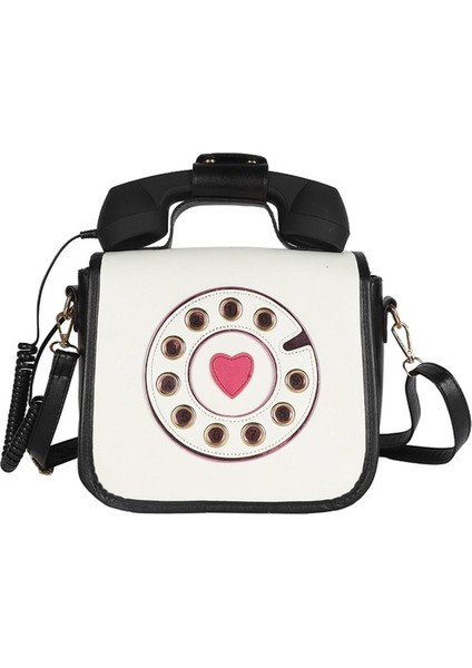 Sevimli Telefon Şekilli Crossbody Çanta Komik Omuz Çantası Kılıf Çanta Satchel Siyah Beyaz (Yurt Dışından)